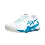 کفش تنیس زنانه اسیکس | Gel Resolution 9 AC White/Teal Blue
